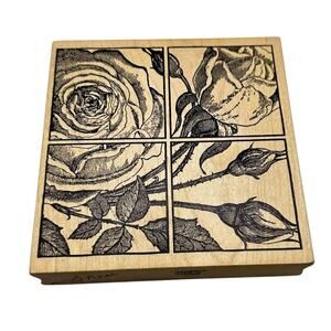 Roses Rubber Stamp Large 4.5 inch Scrapbooking Crafting Teacher Classroom